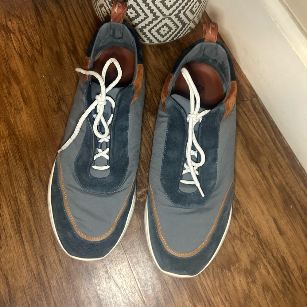 Loro Piana Gray and Tan Sneakers